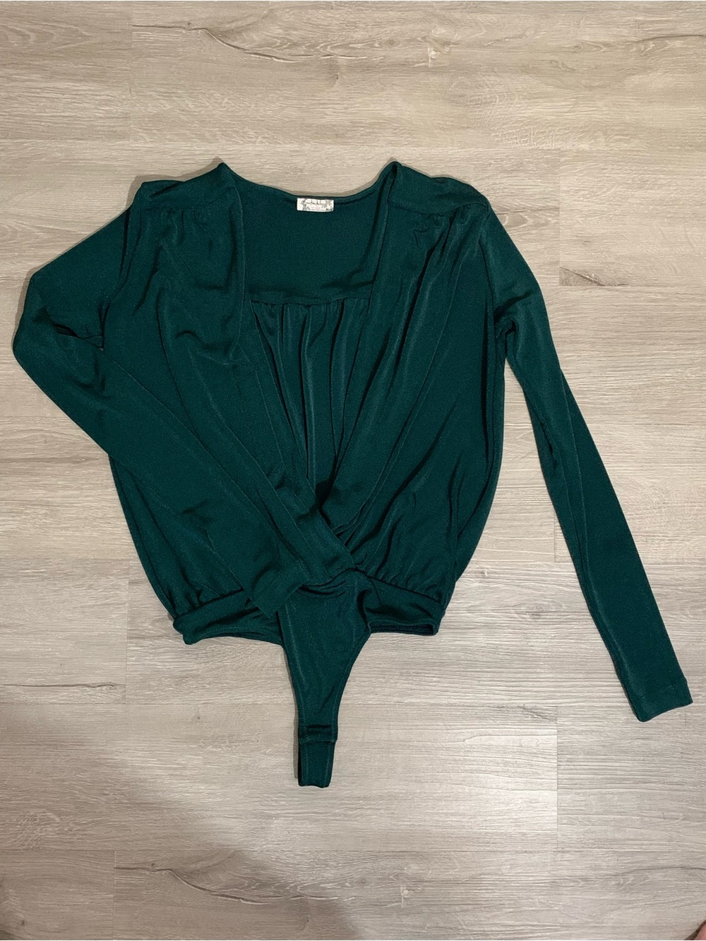 Free People Deep Teal Long Sleeve Draped Bodysuit